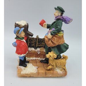 Christmas Village Miniatures Cobblestone Corners Kids People Mailman Figurine